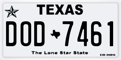 TX license plate DOD7461