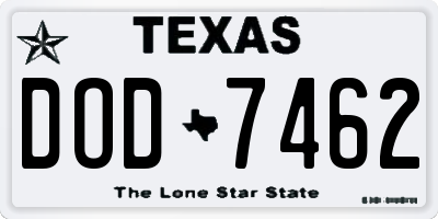 TX license plate DOD7462