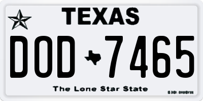 TX license plate DOD7465