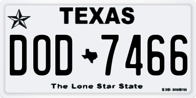 TX license plate DOD7466