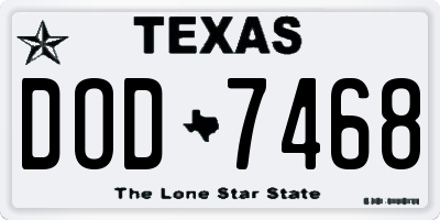 TX license plate DOD7468