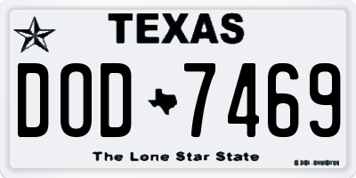 TX license plate DOD7469