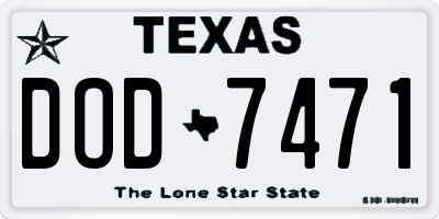 TX license plate DOD7471