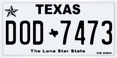 TX license plate DOD7473