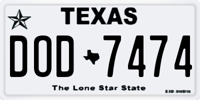 TX license plate DOD7474