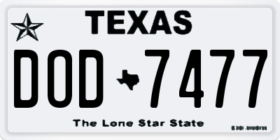 TX license plate DOD7477
