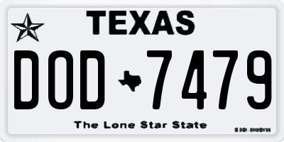 TX license plate DOD7479