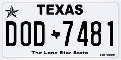 TX license plate DOD7481