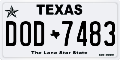 TX license plate DOD7483