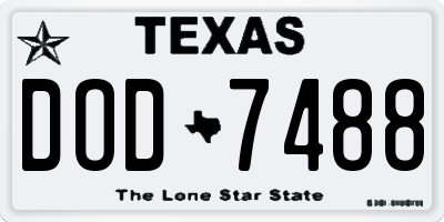 TX license plate DOD7488