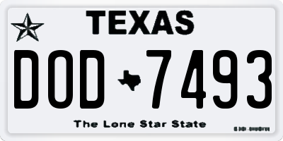 TX license plate DOD7493