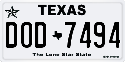 TX license plate DOD7494