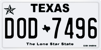 TX license plate DOD7496