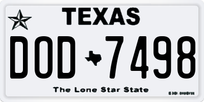 TX license plate DOD7498