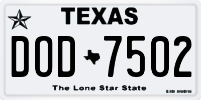 TX license plate DOD7502