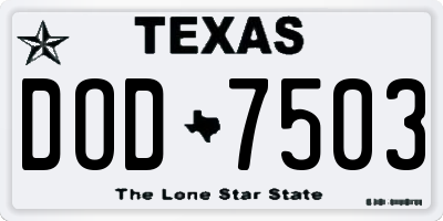 TX license plate DOD7503