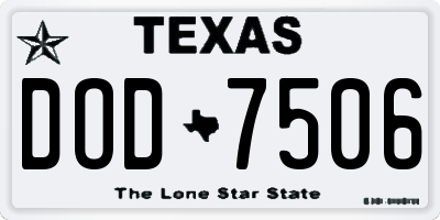 TX license plate DOD7506