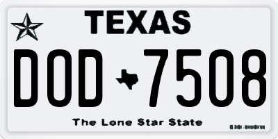 TX license plate DOD7508