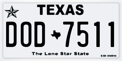 TX license plate DOD7511