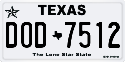 TX license plate DOD7512