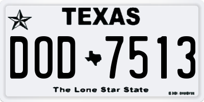 TX license plate DOD7513