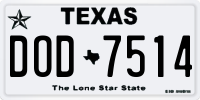TX license plate DOD7514