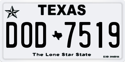 TX license plate DOD7519