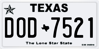 TX license plate DOD7521