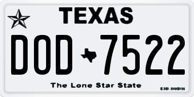 TX license plate DOD7522