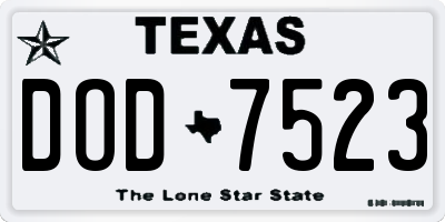 TX license plate DOD7523