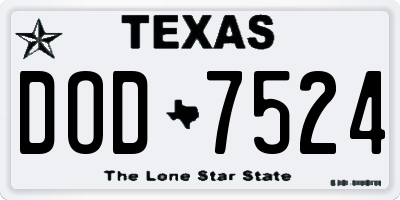 TX license plate DOD7524