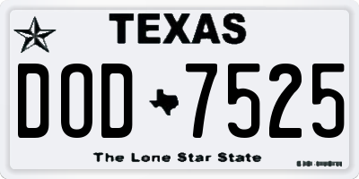 TX license plate DOD7525