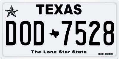 TX license plate DOD7528
