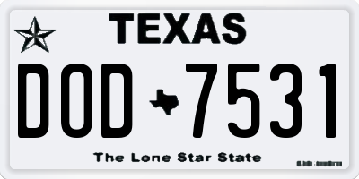 TX license plate DOD7531