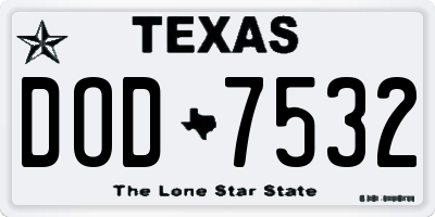 TX license plate DOD7532