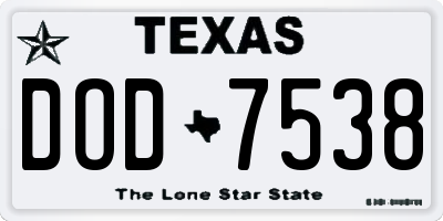TX license plate DOD7538
