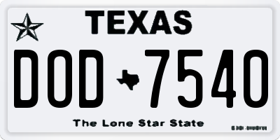 TX license plate DOD7540