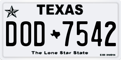 TX license plate DOD7542