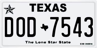 TX license plate DOD7543