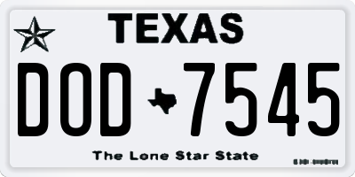 TX license plate DOD7545