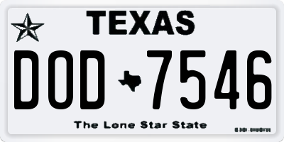 TX license plate DOD7546
