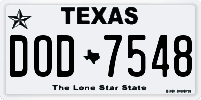 TX license plate DOD7548