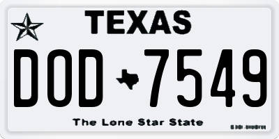 TX license plate DOD7549