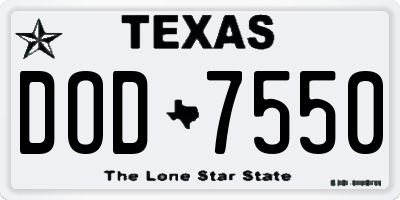 TX license plate DOD7550