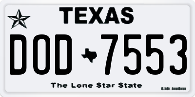 TX license plate DOD7553