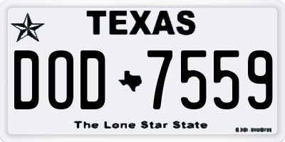 TX license plate DOD7559