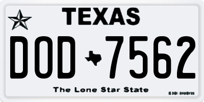 TX license plate DOD7562