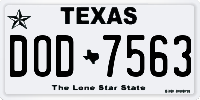 TX license plate DOD7563