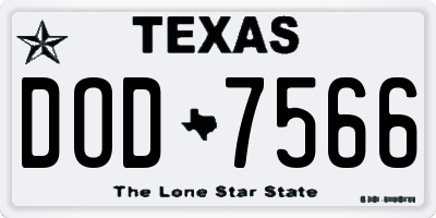 TX license plate DOD7566