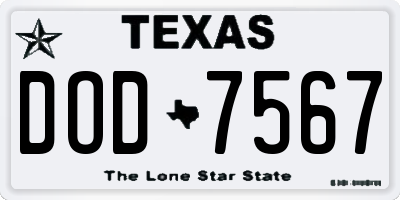 TX license plate DOD7567